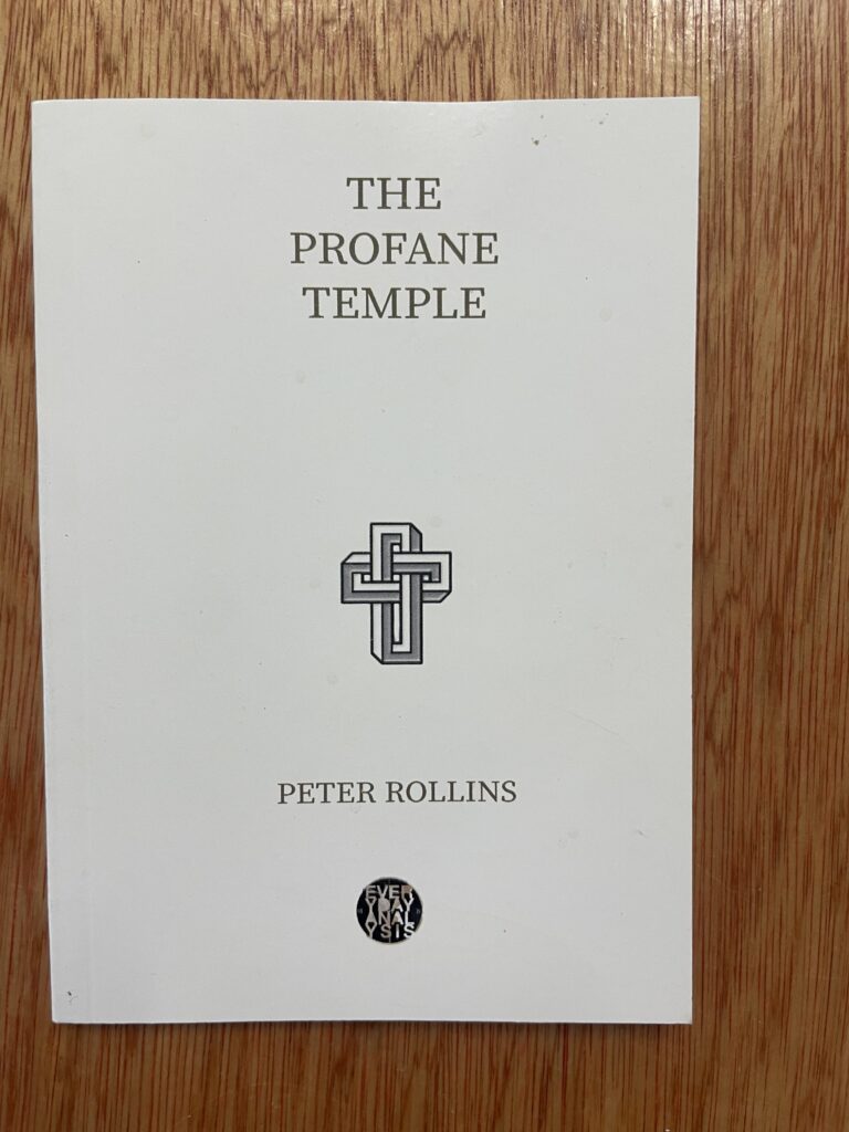 Cover of 'The Profane Temple' by Peter Rollins featuring a Celtic cross symbol.